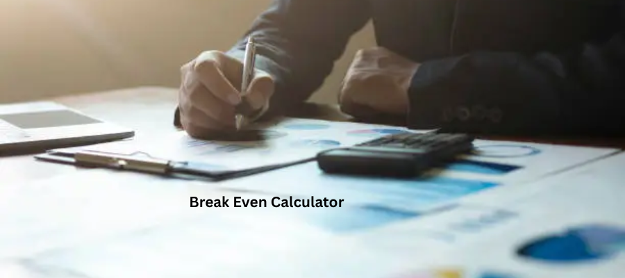 Break-even calculator chart showing revenue vs costs